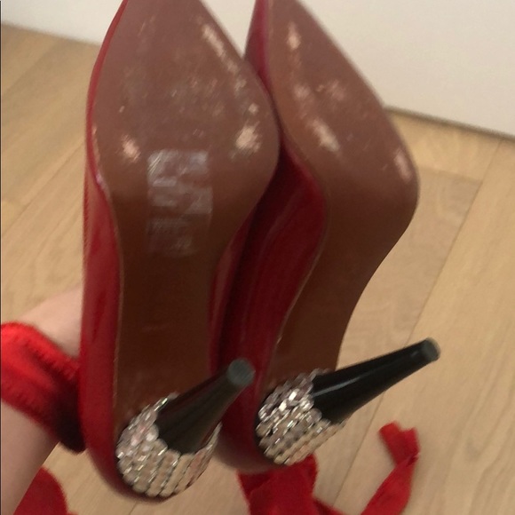 lanvin x H&M red patent silk tie pumps - Picture 4 of 4